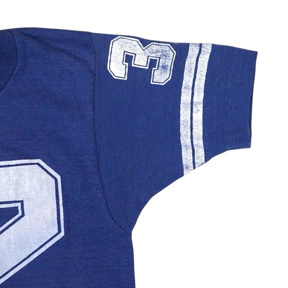 Vtg Sears Sportswear Football Jersey Youth M 10-12 Blue 70s 50/50 Retro Tee - Picture 3 of 10
